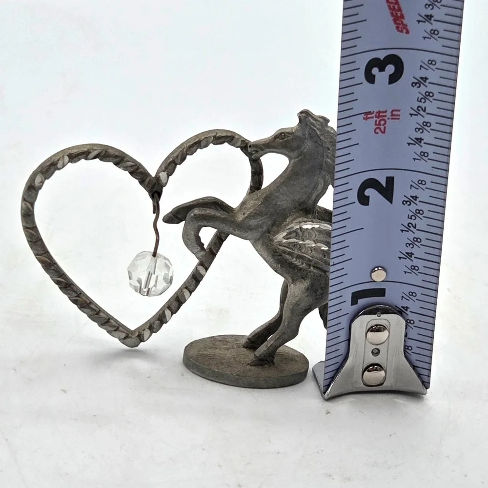 Genuine Spoonique Small Pewter‎ Heart Horse Wings Pegasus 1982 Crystal Ball